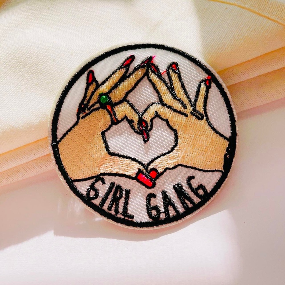 NWT Iron On Embroidered Patch-Girl Gang-Ring-Love‎ Heart